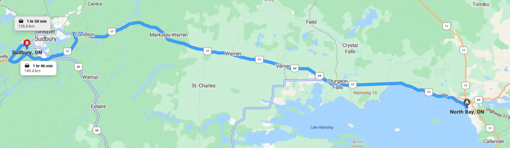 NORTH BAY TO SUDBURY_MAP IMAGE